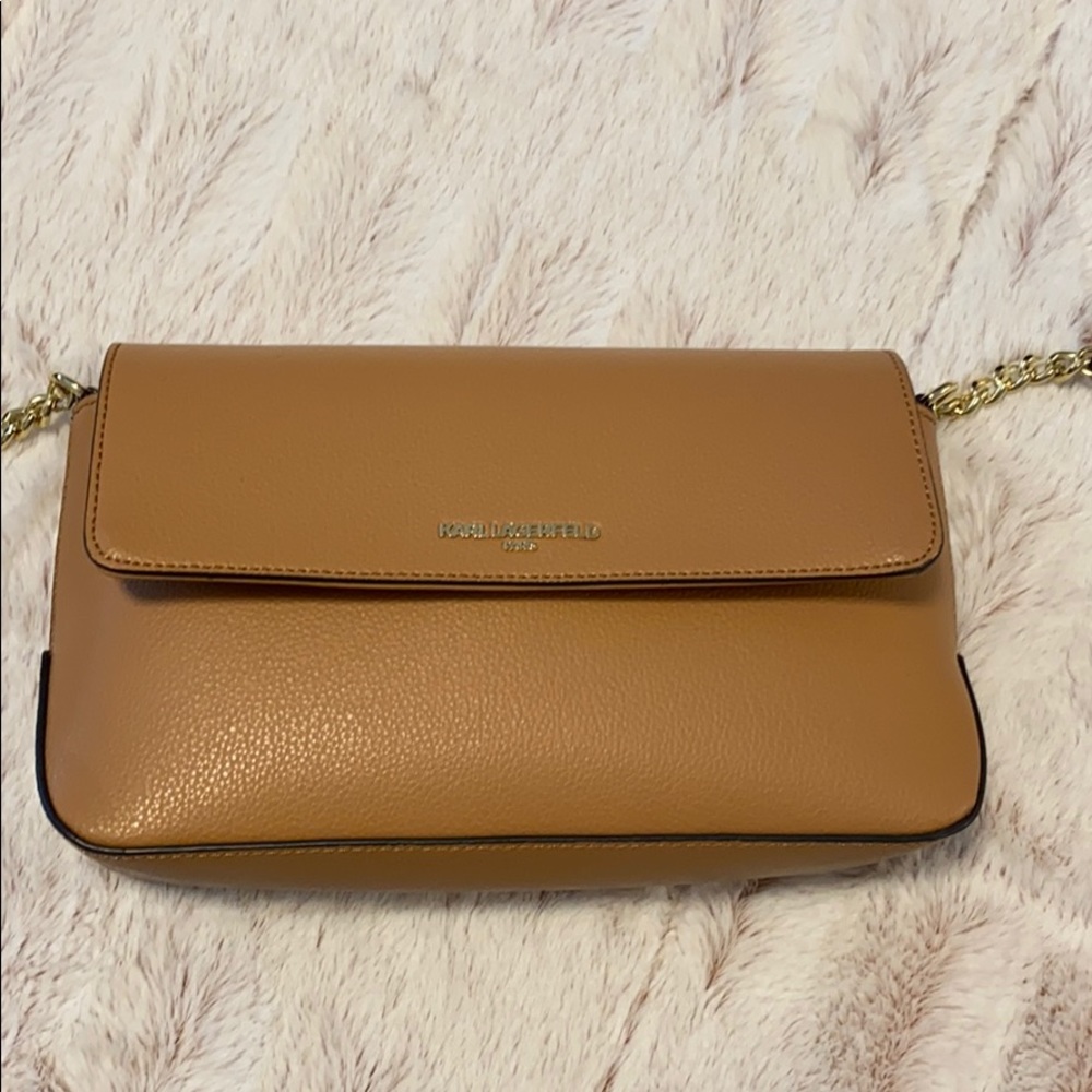 💗Karl Lagerfeld Brown Pebbled Leather Crossbody